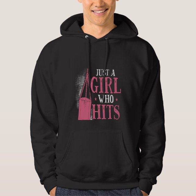 Backprint Just A Girl Who Hits Things Woman Boxing Hoodie (Vorderseite)