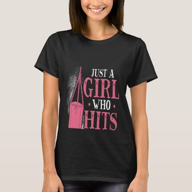 Backprint Just A Girl Who Hits Things Woman Boxing T-Shirt (Vorderseite)