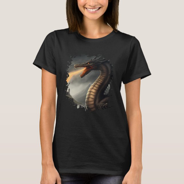 Backprint Loch Ness Monster the Fire Breathing Dra T-Shirt (Vorderseite)