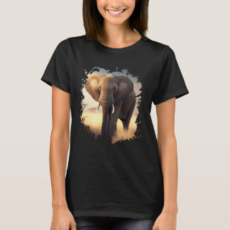 Backprint Lonely elephant in the African savanna T-Shirt