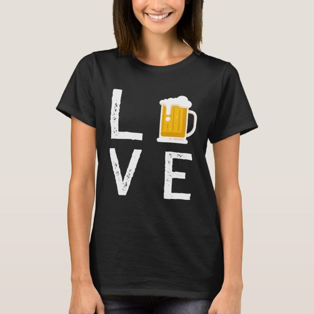 Backprint Love beer beer glass and party T-Shirt (Vorderseite)