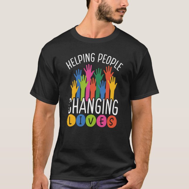 Backprint Menschen helfen Freiwilligenarbeit T-Shirt (Vorderseite)