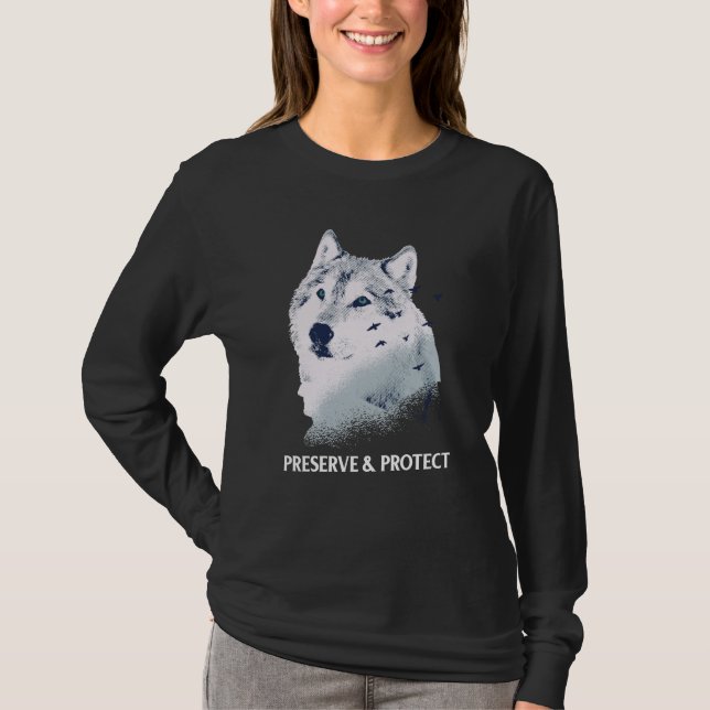 Backprint Preserve and Protect wolves and wolf pac T-Shirt (Vorderseite)