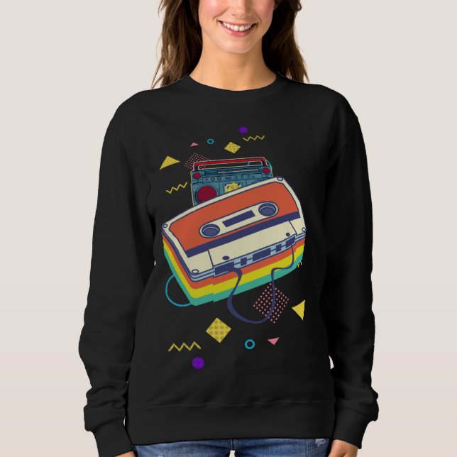 Backprint retro cassette and stereo system 80s and sweatshirt (Vorderseite)