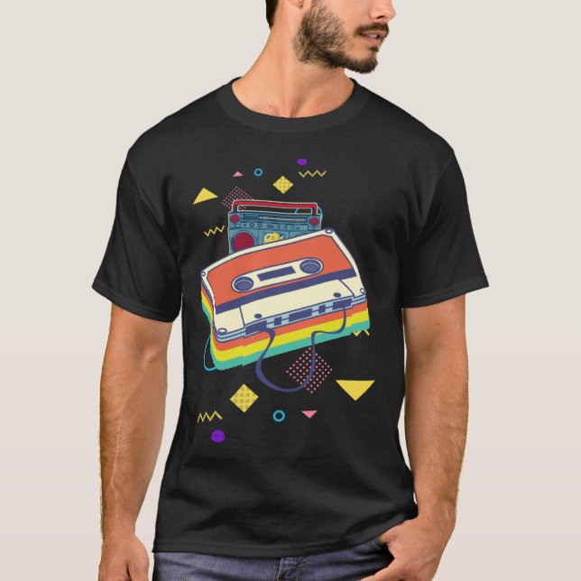 Backprint retro cassette and stereo system 80s and T-Shirt (Vorderseite)