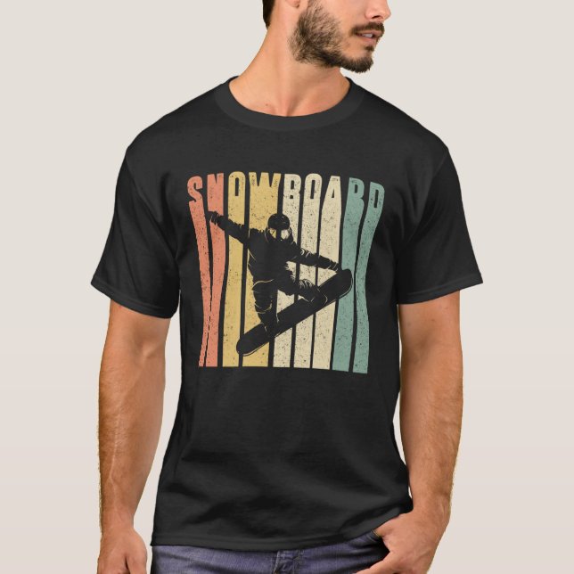 Backprint Snowboard Retro and Vintage Snowboarder T-Shirt (Vorderseite)