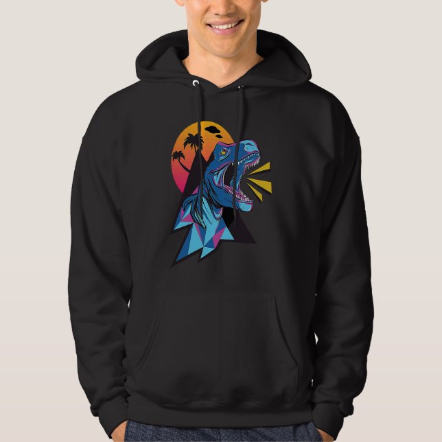 Backprint T Rex Tyrannosaurus Dinosaur Retro Hoodie (Vorderseite)