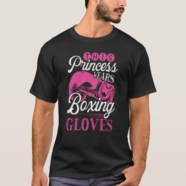 Backprint This Princess Wears Boxing Gloves Woman  T-Shirt (Vorderseite)