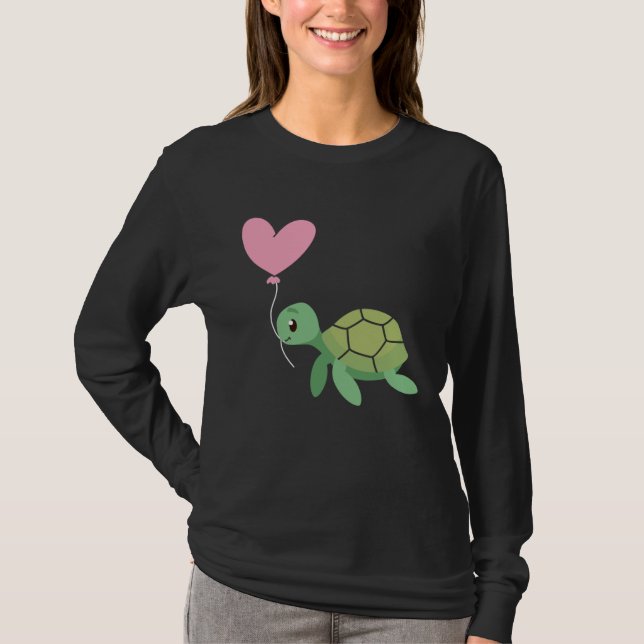 Backprint Valentine s day turtle heart love T-Shirt (Vorderseite)