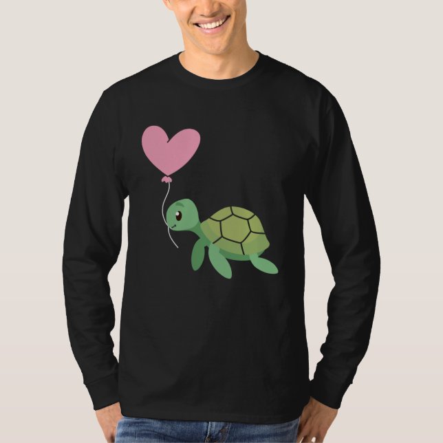Backprint Valentine s day turtle heart love T-Shirt (Vorderseite)