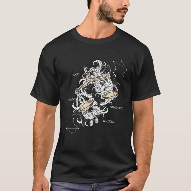 Backprint Zodiac Sign Libra T-Shirt (Vorderseite)