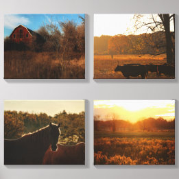 Backroads & Barnwood- Vierteilige Leinwand-Wandkun Leinwand Fotofliese