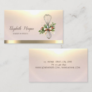 Backrollenquirl Winter Blumen Gold Visitenkarte