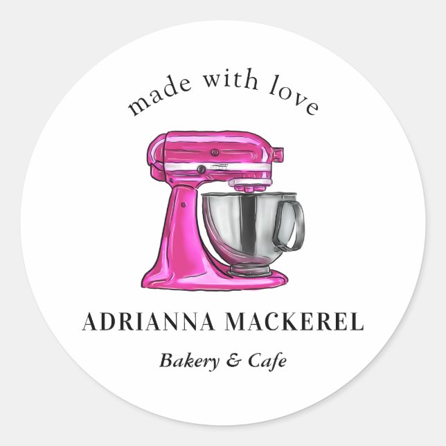 Backrosa Whisk Caterer Konditorei Koch Küche Runder Aufkleber (Vorderseite)