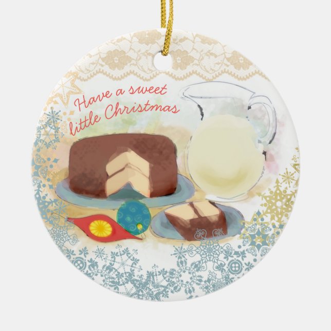 Backschokoladekuchen-Milch Weihnachtsverzierung Keramikornament (Vorne)