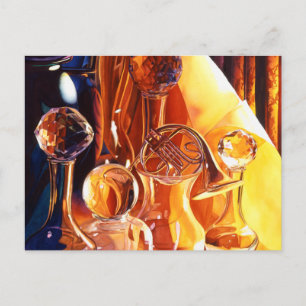 "Backstage" - Musikinstrumente und Glaskunst Postkarte