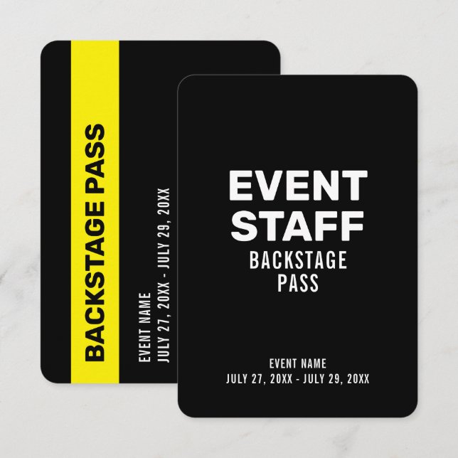 Backstage-Pass 3.5" x 5" ID-Abzeichen für Veransta Einladung (Vorne/Hinten)
