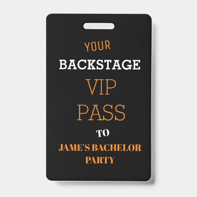 Backstage Pass Access Bachelor Birthday VIP Ausweis (Vorderseite)