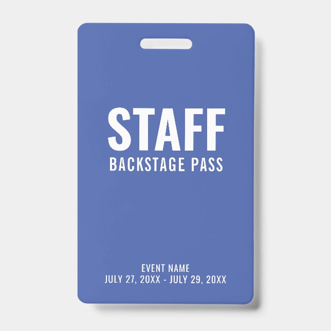 Backstage Pass Blue ID Abzeichen Ausweis (Vorderseite)