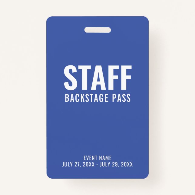 Backstage Pass Blue ID Abzeichen Ausweis (Vorderseite)