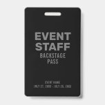 Backstage-Pass-ID-Abzeichen für Black Gray Event-M Ausweis<br><div class="desc">Black Gray Event Staff Backstage Pass ID Abzeichen. Ein personalisiertes Abzeichen mit einer bearbeitbaren Vorlage für besondere Ereignisse. Kann von Mitarbeitern als Zugangsausweis oder Bühne verwendet werden. Karo aus der Erholung der Kollektion für andere Designvarianten.</div>
