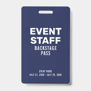 Backstage-Pass Navy Blue-ID-Abzeichen für Veransta Ausweis