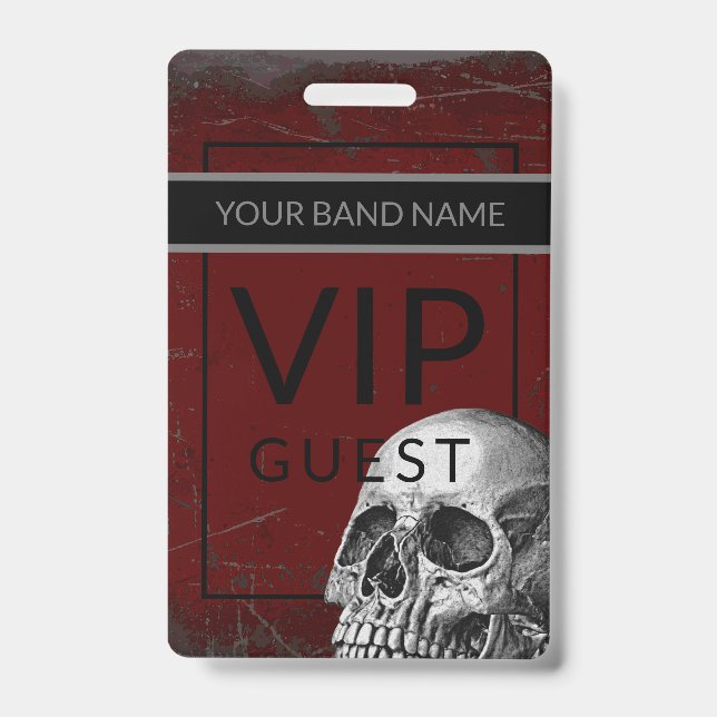 Backstage Pass VIP Individuelle Name Rock Skull La Ausweis (Vorderseite)