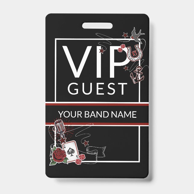 Backstage Pass VIP Individuelle Name Rockabilly La Ausweis (Vorderseite)