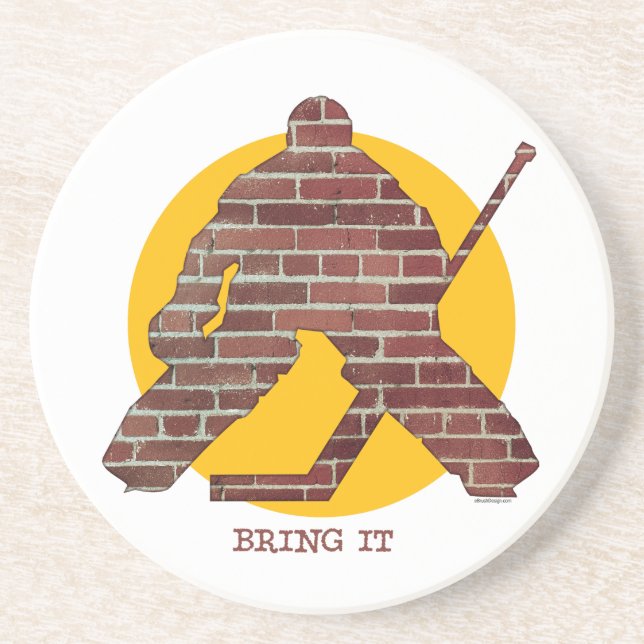 Backsteinmauer-Hockey-Tormann Untersetzer (Vorne)