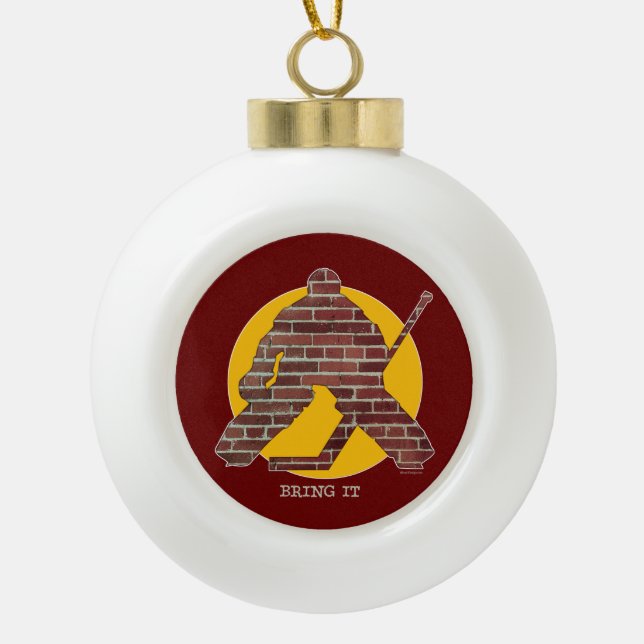 Backsteinmauer-Tormann Keramik Kugel-Ornament (Vorderseite)