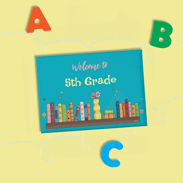 Backto-School Books on Shelf Aquamarin Button Butt (Back-to-school watercolor books on shelf teal pin button.)