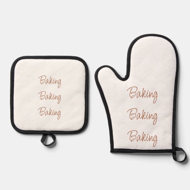 Backtypografie Ofenhandschuh & Topflappen-Set (Vorderseite)