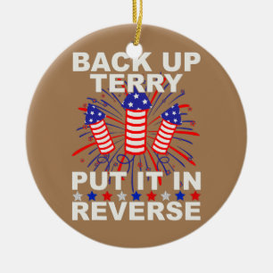 Backup Terry setzen Sie es in die US-Flagge für da Keramik Ornament