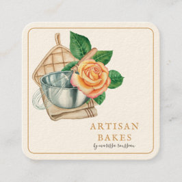Backutensilien Bäckerei Bäcker Quadratische Visitenkarte