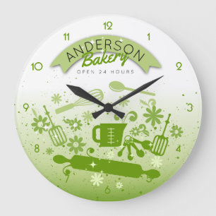 Backutensilien Kochen personalisierte grüne Küche Große Wanduhr