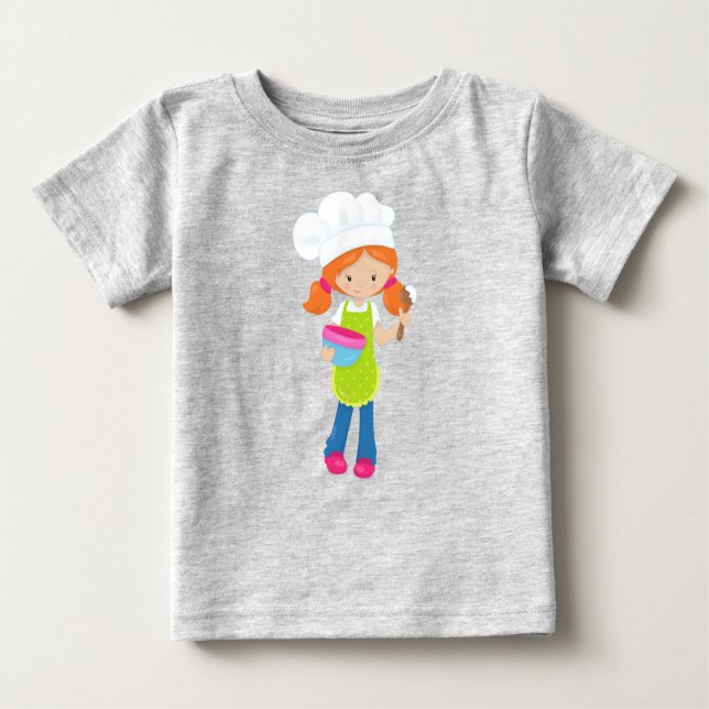 Backwaren, Bäckerei, Bäckerei, Niedliches Mädchen, Baby T-shirt (Vorderseite)
