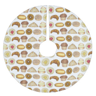 Backwaren Croissant Donut Muffin Pastrie Polyester Weihnachtsbaumdecke