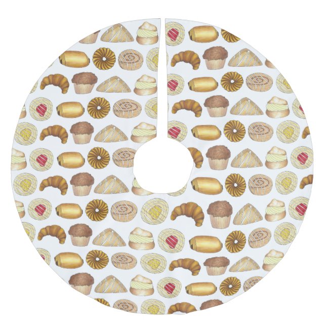 Backwaren Croissant Donut Muffin Pastrie Polyester Weihnachtsbaumdecke (Vorderseite)