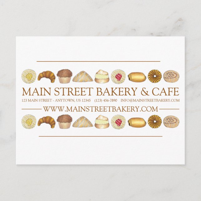 Backwaren Croissant Donut Muffin Pastrie Postkarte (Vorderseite)