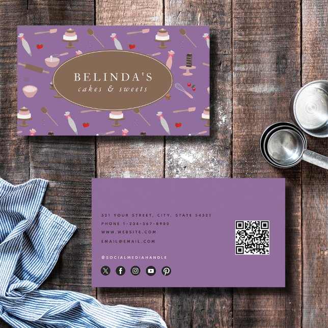 Backwaren & Kochen Backwaren Kochen QR Code Visitenkarte (Baking & Cooking Utensils Bakery Cooking QR Code Business Card)