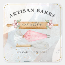 Backwaren Konditorei Koch Bäckereiwerkzeuge Busine Quadratischer Aufkleber