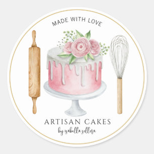 Backwaren Konditorei Koch Baker Pink Cake Produktk Runder Aufkleber