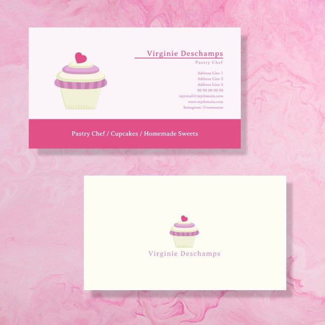 Backwaren oder Konditorei Koch Pink Visitenkarte (Cupcake Business Card)