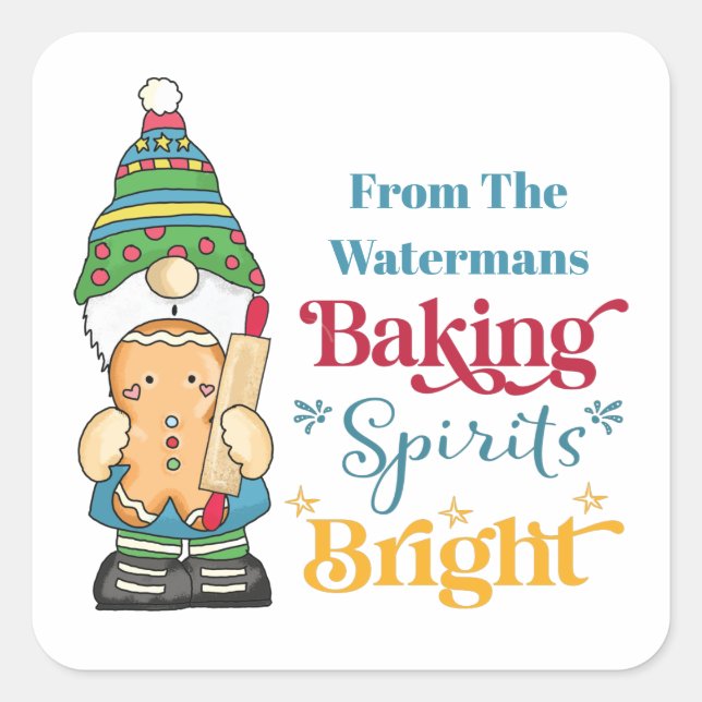 Backwaren Spirituosen Bright Cookie Weihnachtsfeie Quadratischer Aufkleber (Vorderseite)