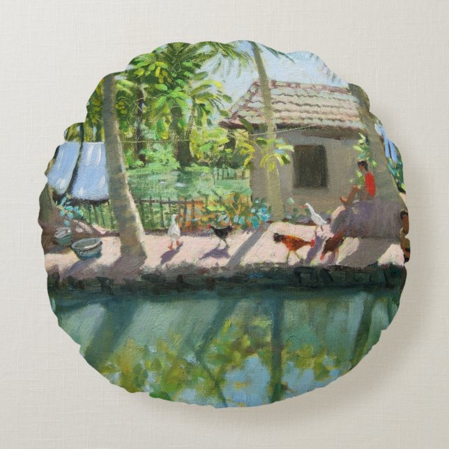 Backwater Indien Rundes Kissen (Vorderseite)