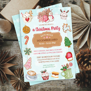 Backweihnachtsgebäck Heiße Kakao-Party Einladung