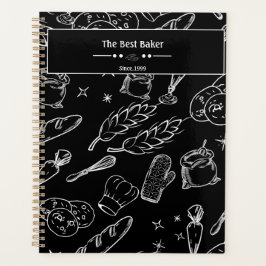 Backwerkzeug und Schwarz-weißes Küchenbäcker Planer