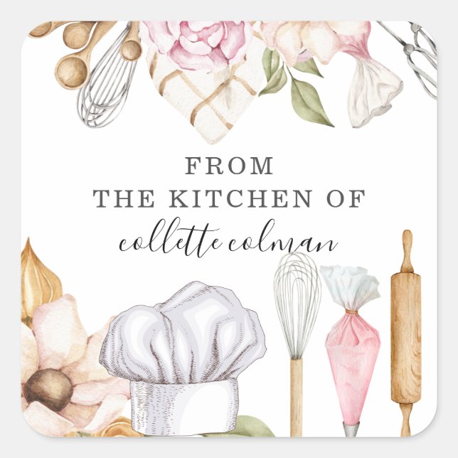 Backwerkzeuge | Aus der Küche von Quadratischer Aufkleber (Vorderseite)