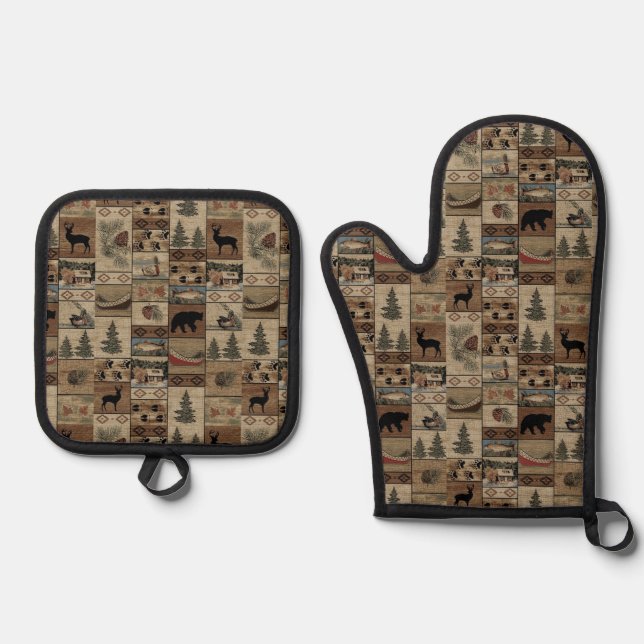 "Backwood" Ofenhandschuh & Topflappen-Set (Vorderseite)