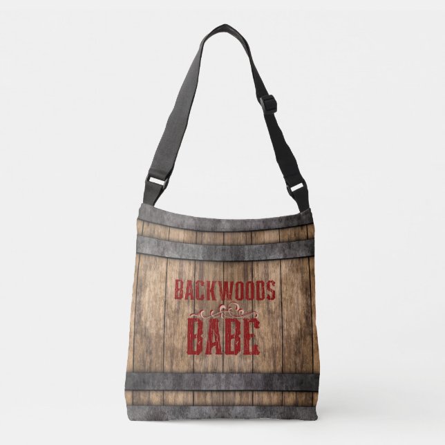 Backwoods Babe Whiskey Keg Tragetaschen Mit Langen Trägern (Vorderseite)